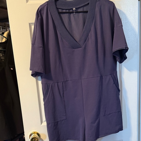 V-Neck Purple Short Sleeve romper - Picture 1 of 1